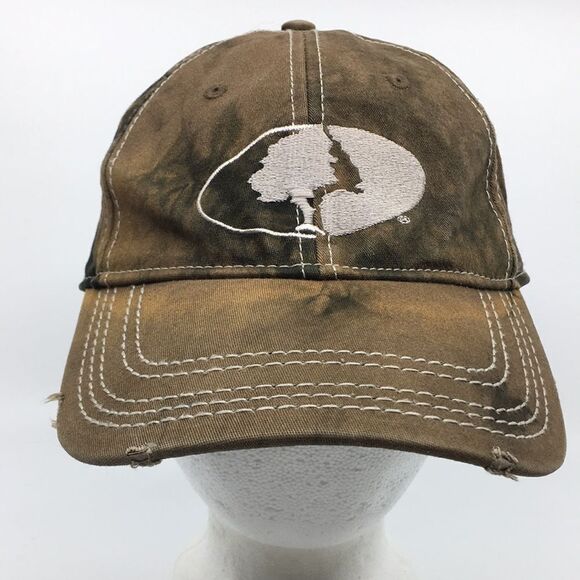 Mossy Oak Bleach Dyed Hat Hunt Woodland Camo Fish Baseball Cap Stretch Fitted - Picture 4 of 16